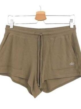 ALO Yoga Olive Green Knit Drawstring Athletic Shorts